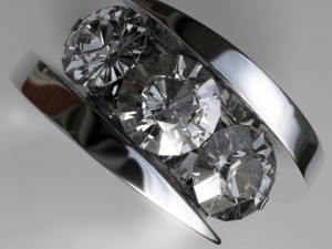 white gold ring with diamonds 3D Model