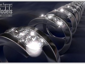 white gold ring with diamonds 3D Model