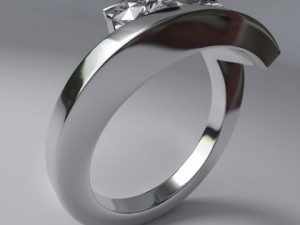 white gold ring with diamonds 3D Model