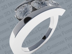 white gold ring with diamonds 3D Model
