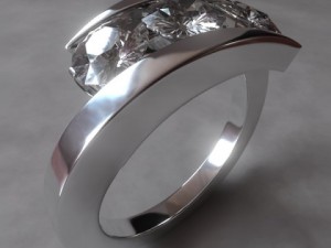 white gold ring with diamonds 3D Model