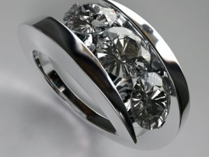 white gold ring with diamonds 3D Model