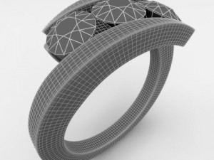 white gold ring with diamonds 3D Model