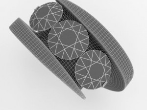 white gold ring with diamonds 3D Model