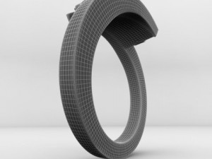 white gold ring with diamonds 3D Model