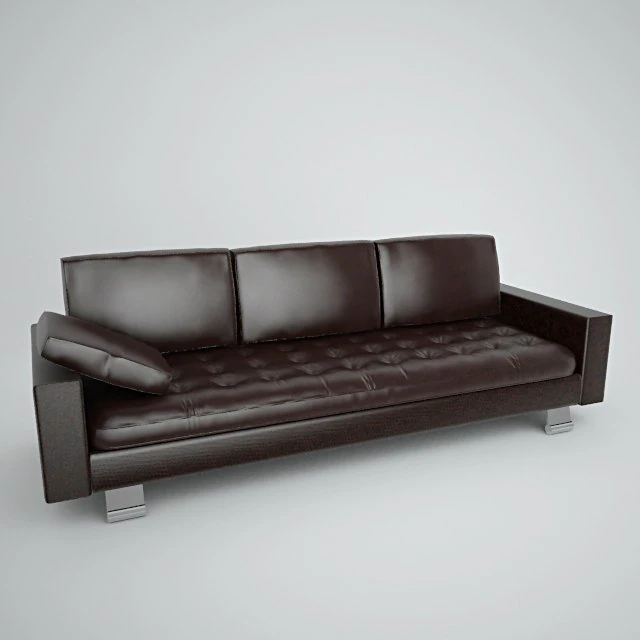 brown leather sofa 3D Model .c4d .max .obj .3ds .fbx .stl .blend 
