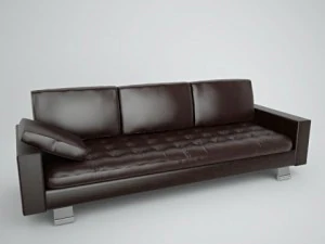 коричневый кожаный диван 3D Модель