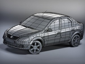 renault logan 2009 low poly 3D Model