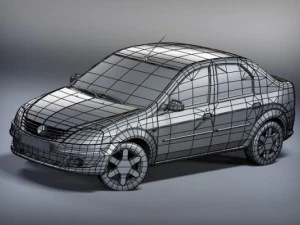 renault logan 2009 low poly 3D Model