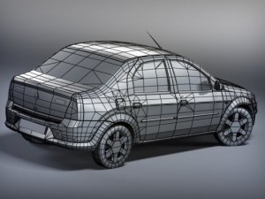 renault logan 2009 low poly 3D Model
