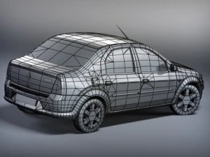 renault logan 2009 low poly 3D Model