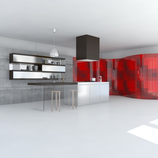 kitchen minimal scene 3D मॉडल .c4d .max .obj .3ds .fbx .stl .blend
