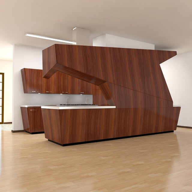 modern kitchen scene max 2011 3D Модель .c4d .max .obj .3ds .fbx .stl .blend