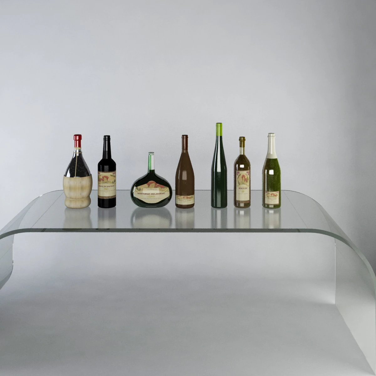 luxury wine bottles max 2011 3D Model .c4d .max .obj .3ds .fbx .stl .blend