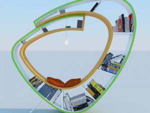 bookshelf modern max 2011 Model 3D