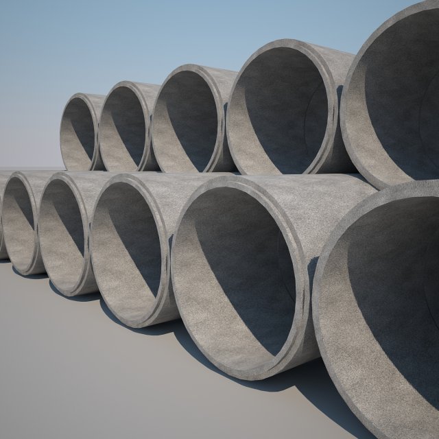 concrete pipes max 2011 3D Model .c4d .max .obj .3ds .fbx .stl .blend 