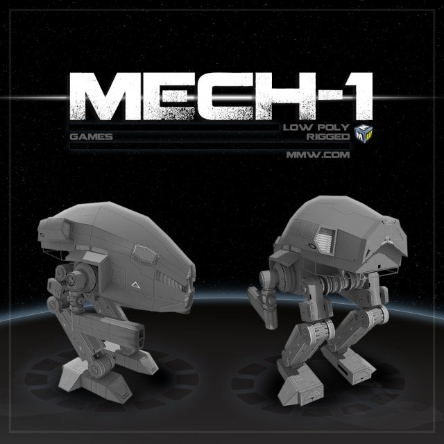 mech 1 low poly max 2011 3D Model .c4d .max .obj .3ds .fbx .stl .blend 