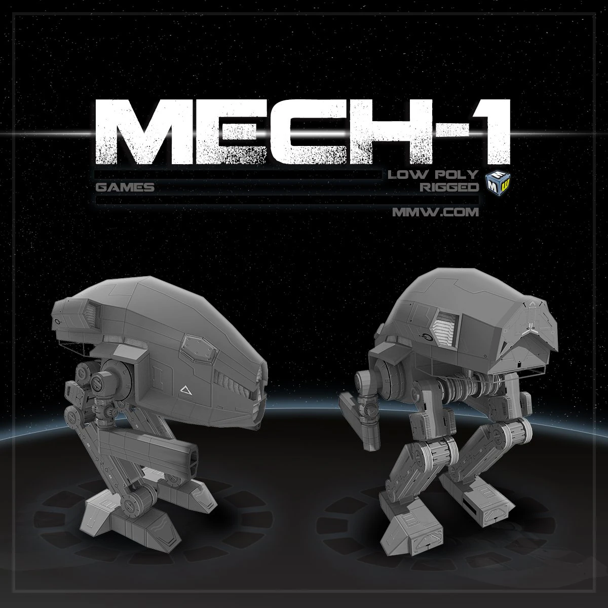 mech 1 low poly max 2011 3D Model .c4d .max .obj .3ds .fbx .stl .blend 