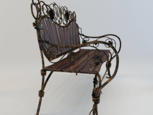 park bench with lamps 3Dモデル
