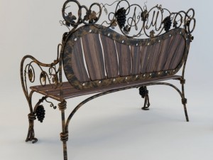 park bench with lamps 3Dモデル