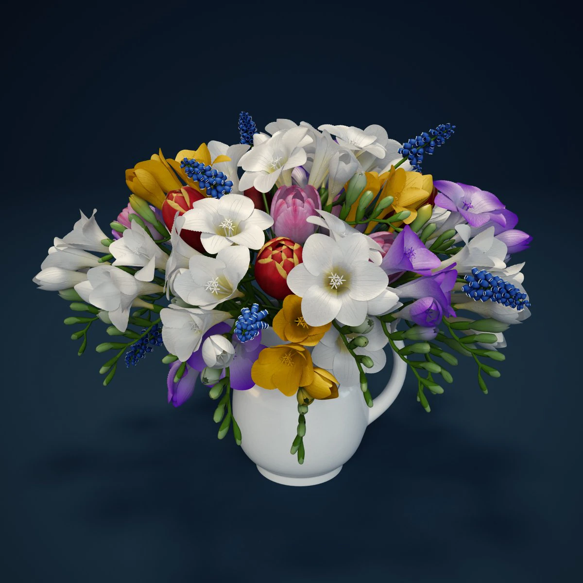 flowers hyacinth freesia tulip 3D Model .c4d .max .obj .3ds .fbx .stl .blend