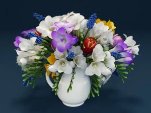 flowers  hyacinth freesia tulip 3D Model