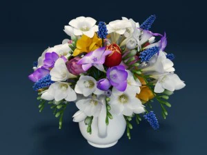 flowers  hyacinth freesia tulip 3D Model