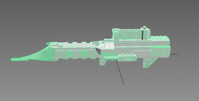 scifi frigate 3D Model .c4d .max .obj .3ds .fbx .stl .blend 