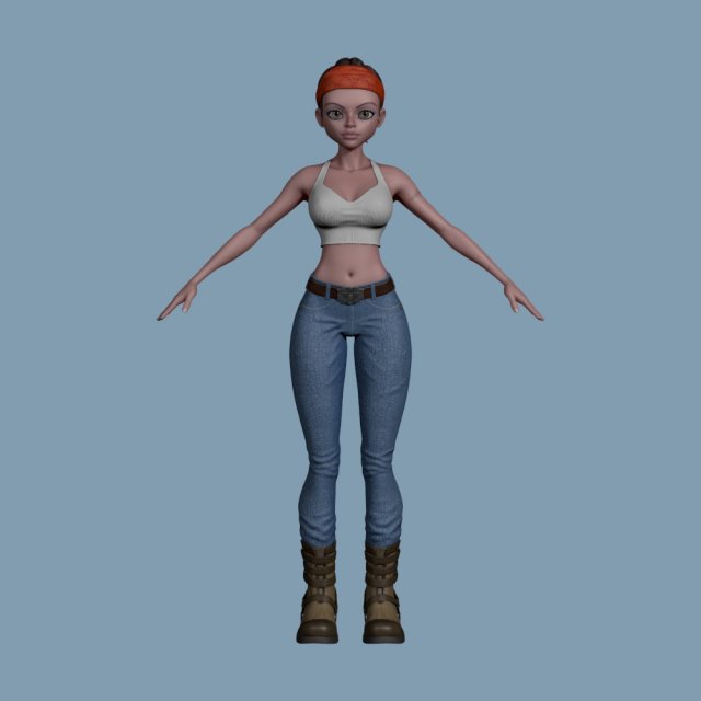 stylized female clothed 3D 모델 .c4d .max .obj .3ds .fbx .stl .blend 