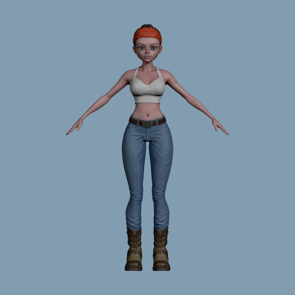 stylized female clothed 3D Model .c4d .max .obj .3ds .fbx .stl .blend 