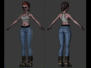 stylized female clothed 3D Model