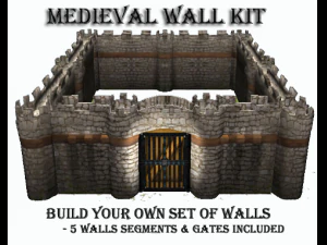 kit da muro medievale Modello 3D