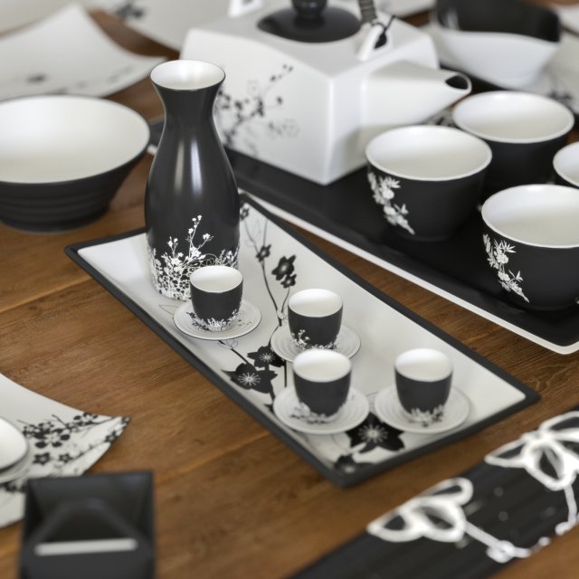 a set of dishes in the japanese style Model 3D .c4d .max .obj .3ds .fbx .stl .blend