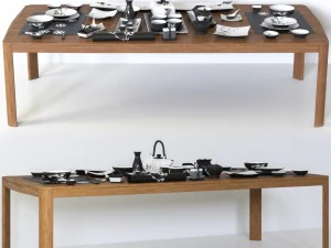 a set of dishes in the japanese style 3D Model