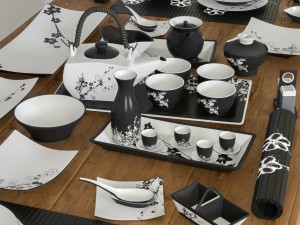 a set of dishes in the japanese style Model 3D