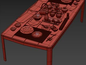 a set of dishes in the japanese style 3D Model