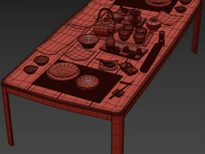 a set of dishes in the japanese style 3D Model