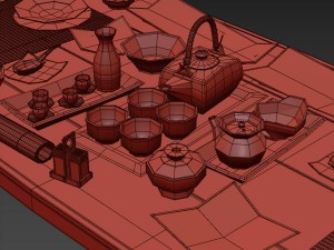 a set of dishes in the japanese style Model 3D