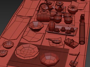 a set of dishes in the japanese style Model 3D