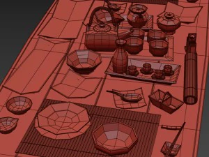 a set of dishes in the japanese style 3D Model
