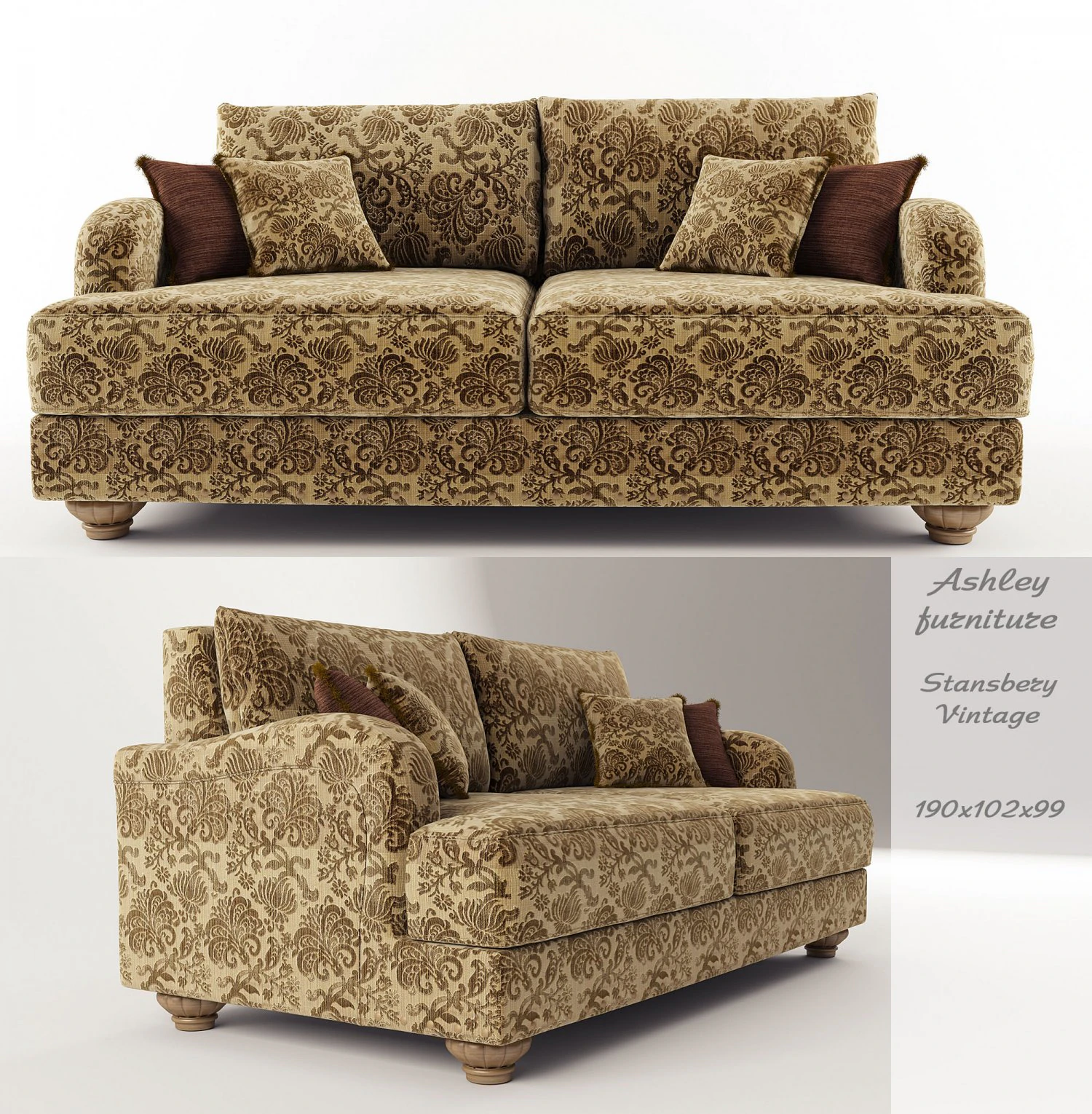 ashley furniturestansberry vintage 3D Model .c4d .max .obj .3ds .fbx .stl .blend 
