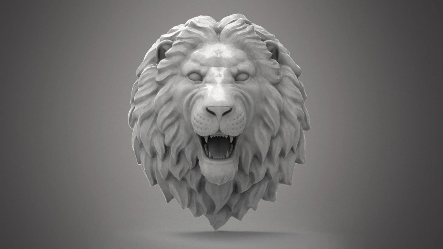 Lion head sculpture 3D Model .c4d .max .obj .3ds .fbx .stl .blend