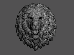 Lion head sculpture 3D Model