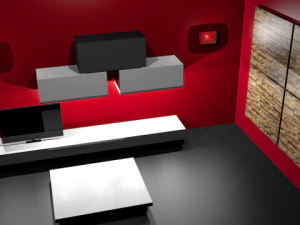 red living room 3D Model