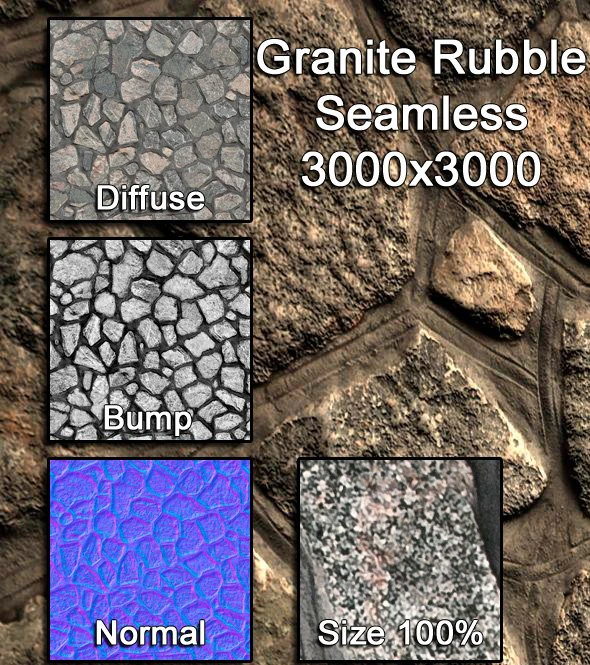 granite rubble 01 CG Textures .c4d .max .obj .3ds .fbx .stl .blend 