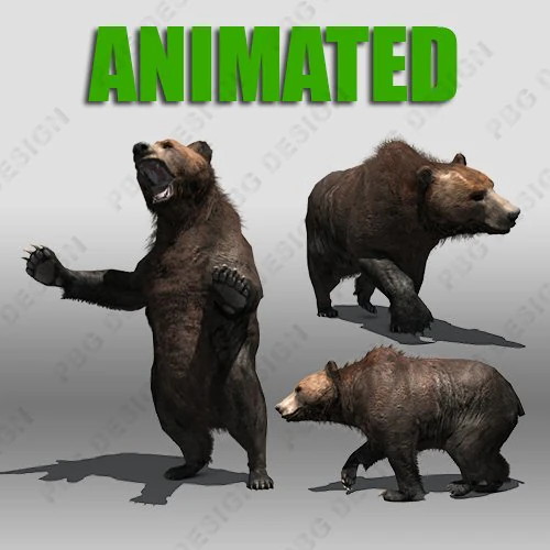 grizzly bear animated 3D Model .c4d .max .obj .3ds .fbx .stl .blend