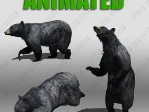 urso preto animado Modelo 3D