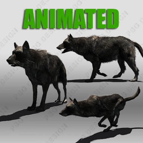black wolf animated 3D Model .c4d .max .obj .3ds .fbx .stl .blend 