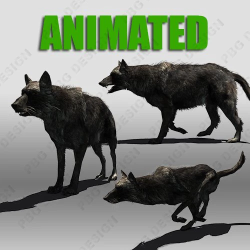 black wolf animated 3D Model .c4d .max .obj .3ds .fbx .stl .blend