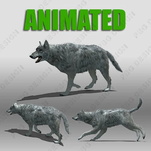 grey wolf animated 3D Model .c4d .max .obj .3ds .fbx .stl .blend 